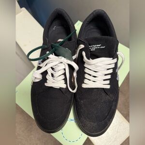 Off-White Black Canvas Sneakers with White Laces